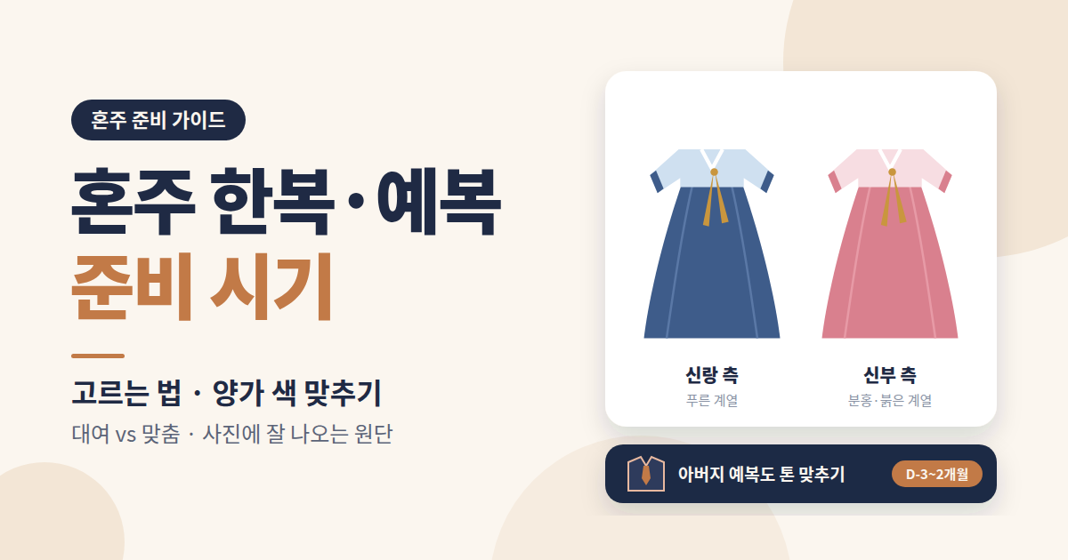 혼주 한복·예복 준비 시기와 고르는 법 총정리
