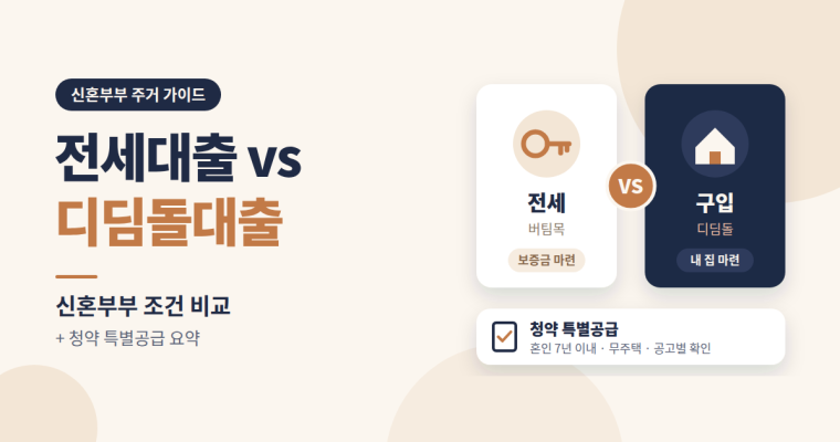 신혼부부 전세자금대출·디딤돌대출 조건 비교 (청약 특공 요약)